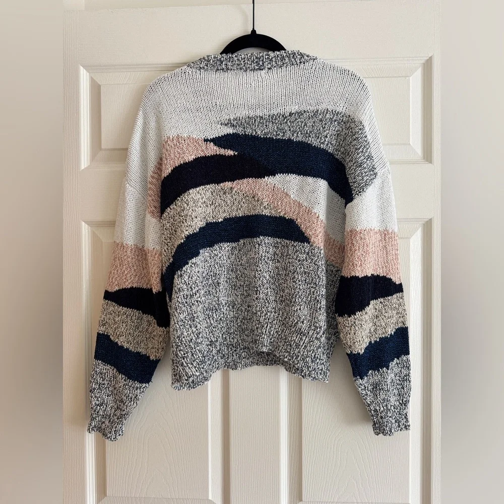 SUNCOO Paris Sweater T2 / Medium Abstract Knit Pullover Neutral Stripe